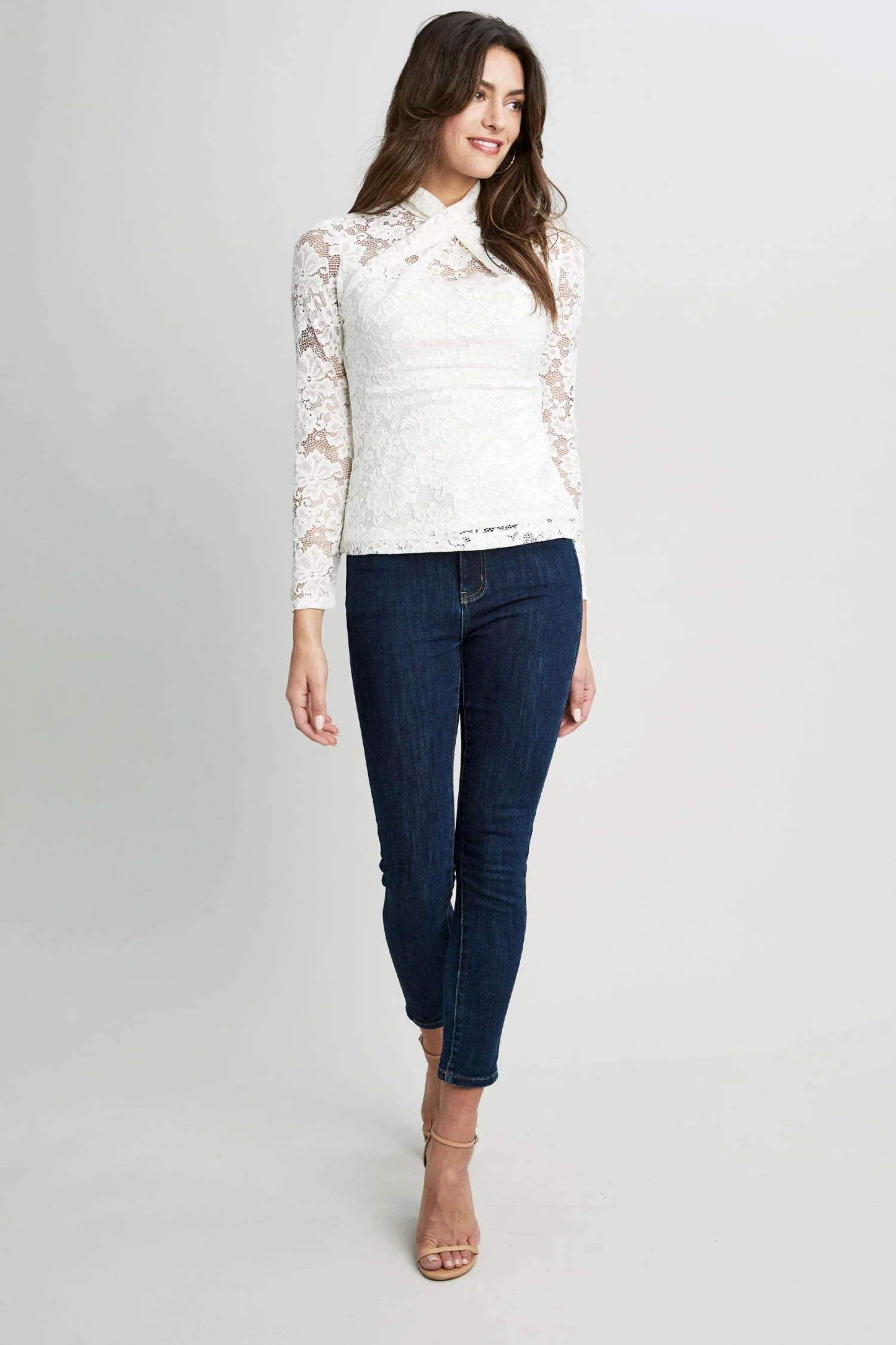 Republic Lace Twist Neck Knit Tops 4 Republic Lace Twist Neck Knit Tops
