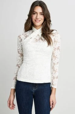 Republic Lace Twist Neck Knit Tops