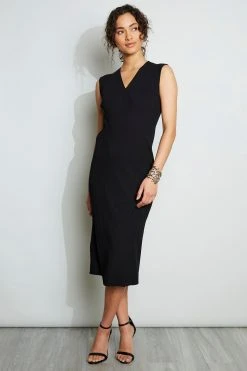 Elie Tahari shop 33 Republic Little Black Dress Wrap Knit Midi Dress