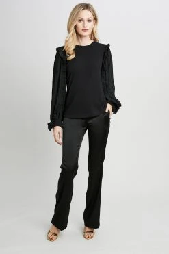 Republic Pleated Ruffle Sleeve Crewneck Knit