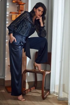 Elie Tahari Wide Leg Satin Pant Pants