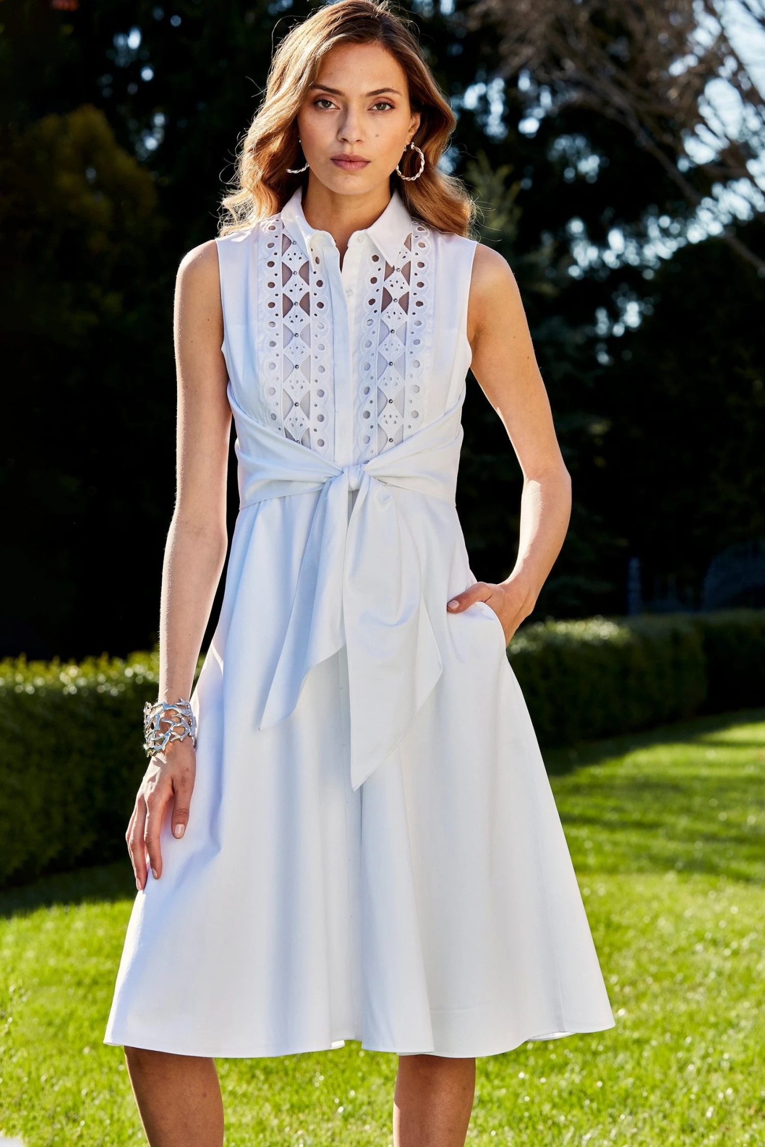 Poplin_Dress_0046.jpg Elie Tahari Poplin Sleeveless Tie Dress Dresses & Jumpsuits