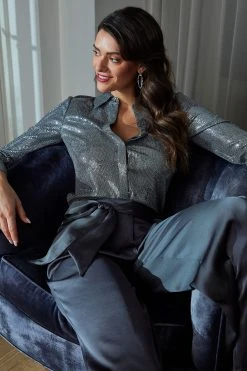 Elie Tahari Sequin Button Down Tops