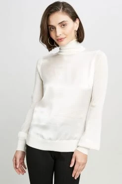 Elie Tahari Satin Front Sweater Sweaters