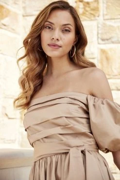 Elie Tahari Topaz Off Shoulder Midi Dress